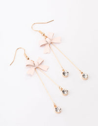 Blush Diamante Bow Double Bar Drop Earrings - link has visual effect only