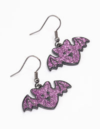 Purple Glitter Bat Drop Earrings - link has visual effect only
