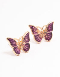 Purple Butterfly Stud Earrings - link has visual effect only