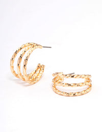 Gold Spiral Triple Hoop Earrings - link has visual effect only