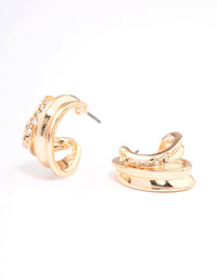 Gold Diamante Rigged Double Hoop Earrings - link has visual effect only