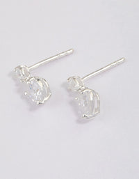 Sterling Silver Cubic Zirconia Heart Stud & Drop Earrings - link has visual effect only