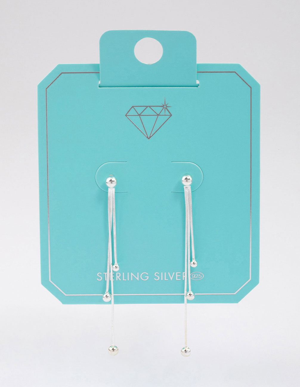 Sterling Silver Dangle Chain Ball Drop Earrings