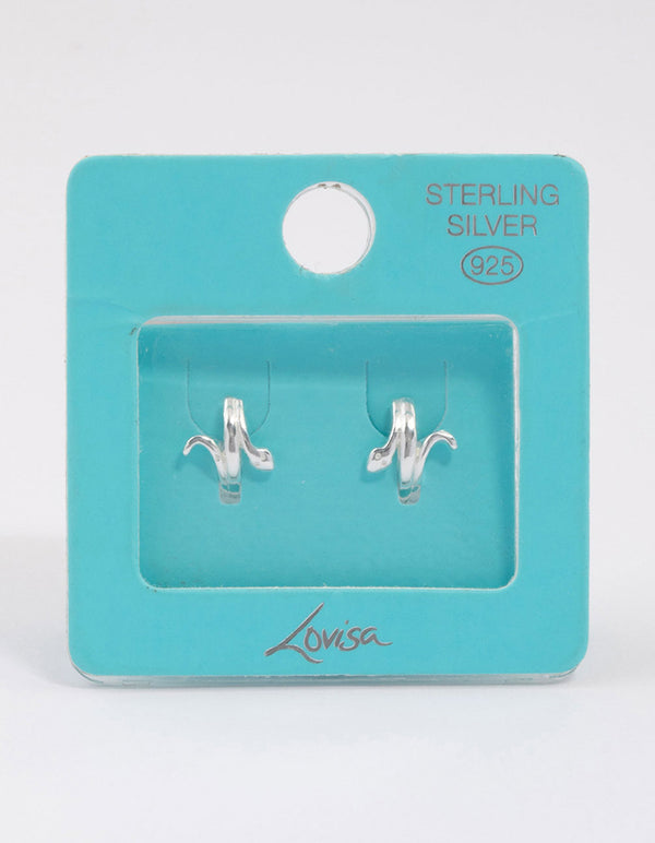 Sterling Silver Wrapped Snake Huggie Earrings