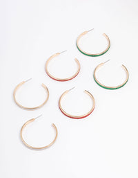 Gold Glitter Festive Hoop Earrings 3-Pack - link has visual effect only