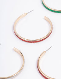 Gold Glitter Festive Hoop Earrings 3-Pack - link has visual effect only