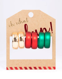 Red & Green Chunky Christmas Hoop Earrings 3-Pack - link has visual effect only