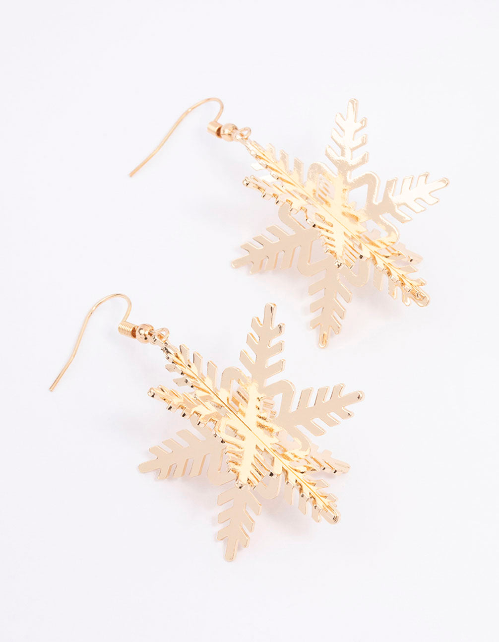 Gold Snowflake Drop Earrings