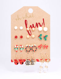 Silver Assorted Christmas & Wreath Stud Earrings 12-Pack - link has visual effect only