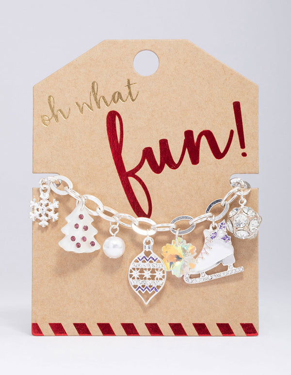 Silver Ice Skating Pendant Necklace