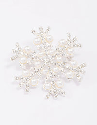 Silver Pearl Detailed Snowflake Brooch - link has visual effect only