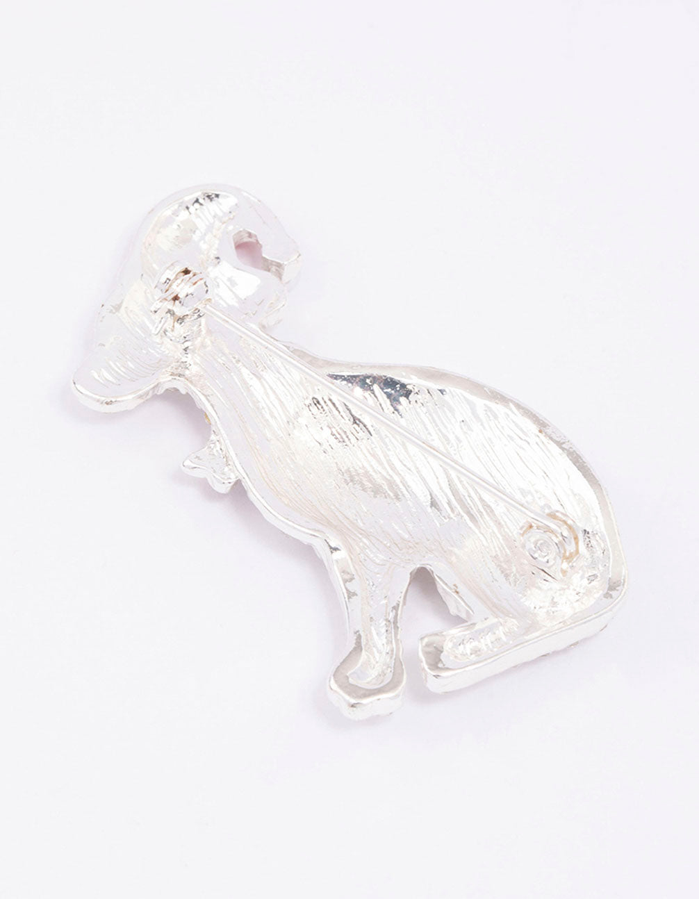 Silver Diamante Dog & Christmas Hat Brooch