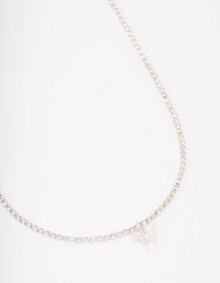 Silver Cup Chain Diamante Butterfly Necklace - link has visual effect only