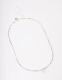 Silver Cup Chain Diamante Butterfly Necklace - link has visual effect only