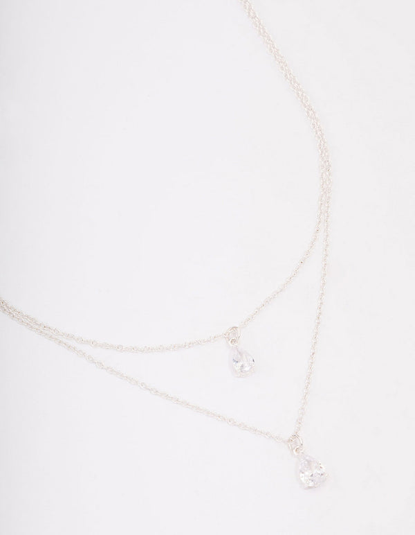 Silver Diamante Dainty Layered Necklace
