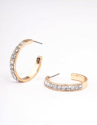 Gold Encased Diamante Hoop Earrings - link has visual effect only