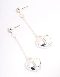 Silver Diamante Chubby Heart Drop Earrings - link has visual effect only