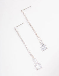 Silver Cup Chain Diamante Stone Drop Earrings - link has visual effect only