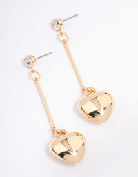 Gold Diamante Chubby Heart Drop Earrings - link has visual effect only