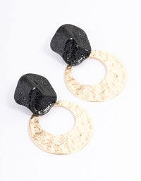 Black Molten Circle & Stone Drop Earrings - link has visual effect only