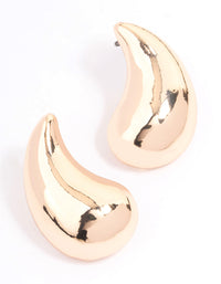Gold Large Curved Droplet Stud Earrings - link has visual effect only