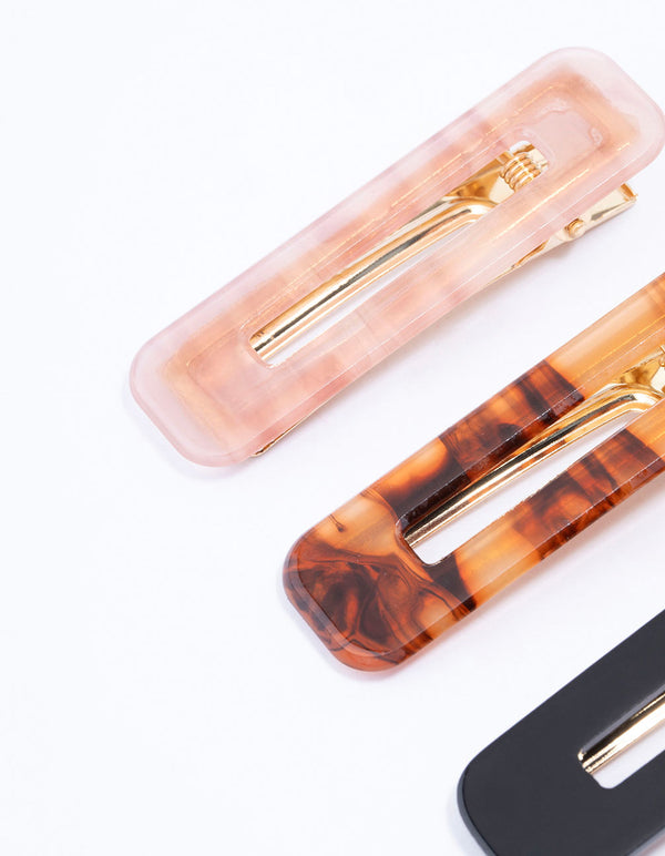 Acrylic Marble Hair Clip Pack