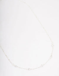 Silver Encased Pearl Station Short Necklace - link has visual effect only