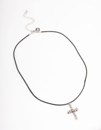Silver Cord Skull Cross Necklace - link has visual effect only