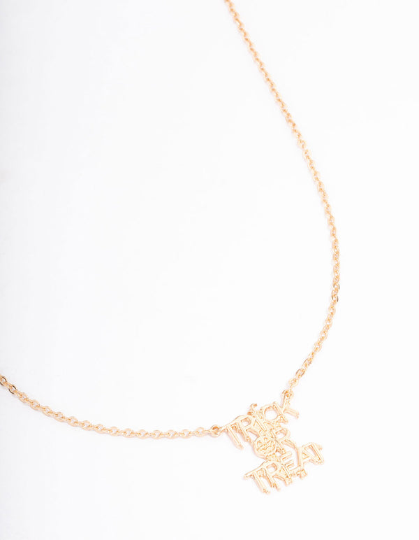 Gold Trick Or Treat Pumpkin Necklace