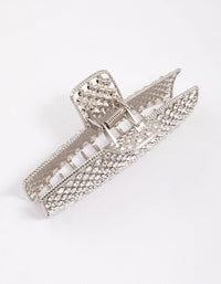 Silver Rectangle Diamante Hair Claw Clip - link has visual effect only