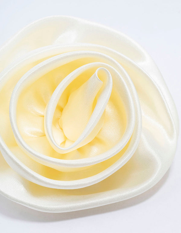 Cream Fabric Elegant Rosette Hair Clip