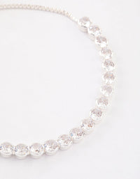Silver Plated Round Cubic Zirconia Toggle Tennis Bracelet - link has visual effect only