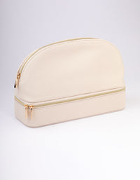 Cream Faux Leather Makeup & Jewellery Case - link has visual effect only