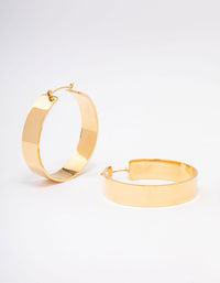 Gold Plated Stainless Steel Large Smooth Hoop Earrings - link has visual effect only