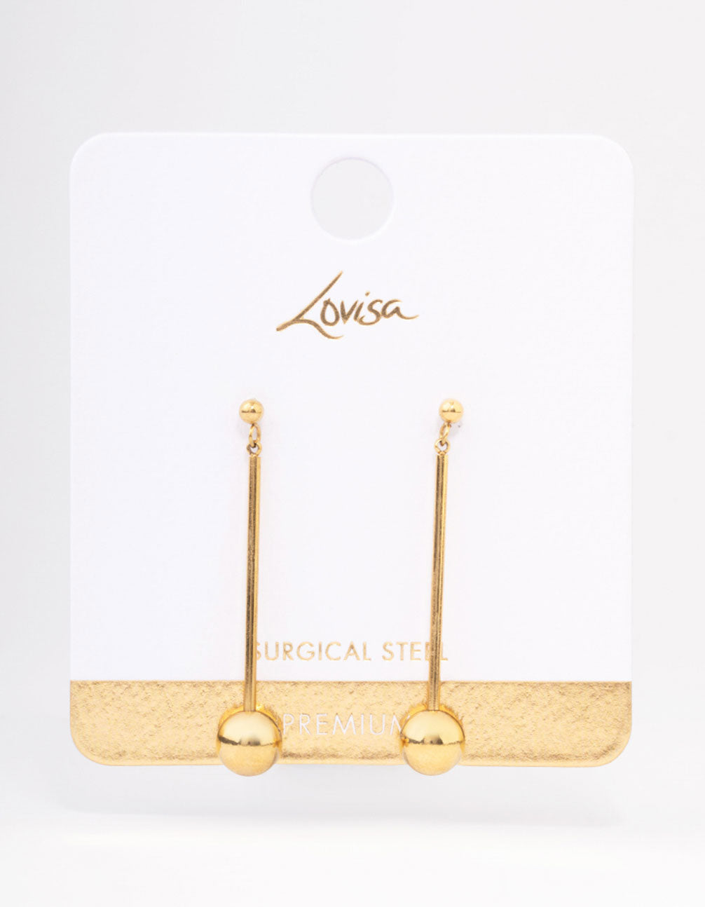 Waterproof Gold Plated Stainless Steel Small Stick & Drop Earrings