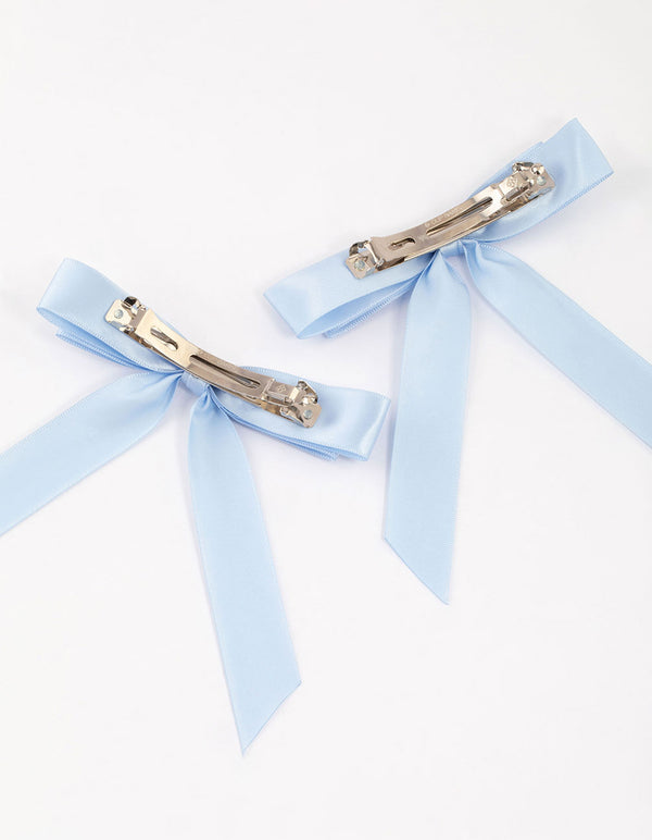 Blue Fabric Medium Double Loop Hair Bows Pack