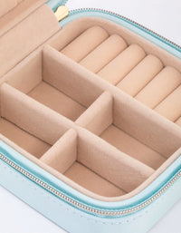 Light Blue Faux Leather Compact Jewellery Box - link has visual effect only