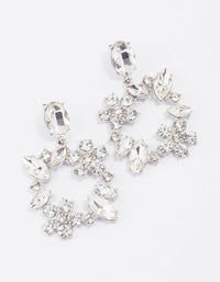 Silver Flower Square Drop Earrings - link has visual effect only
