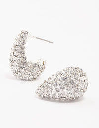 Silver Paved Teardrop Stud Earrings - link has visual effect only