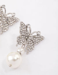 Silver Butterfly & Pearl Drop Earrings - link has visual effect only