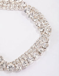 Silver Multi Diamante Twisted Bracelet - link has visual effect only