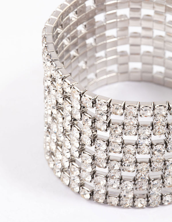 Silver Diamante Chunky Cut-Out Bracelet