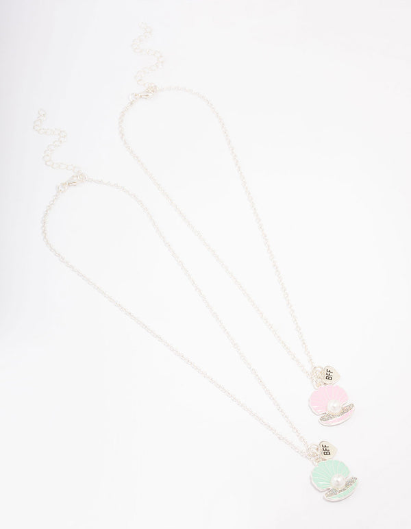 Kids Silver Shell Pendant Necklace Pack