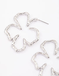 Silver Large Hammered Flower Hoop Earrings - link has visual effect only