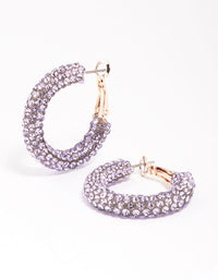 Rose Gold Diamante Medium Hoop Earrings - link has visual effect only