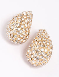 Gold Diamante Teardrop Stud Earrings - link has visual effect only