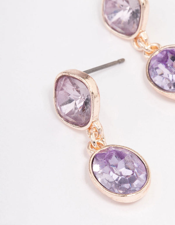 Rose Gold Marquise Stone Drop Earrings