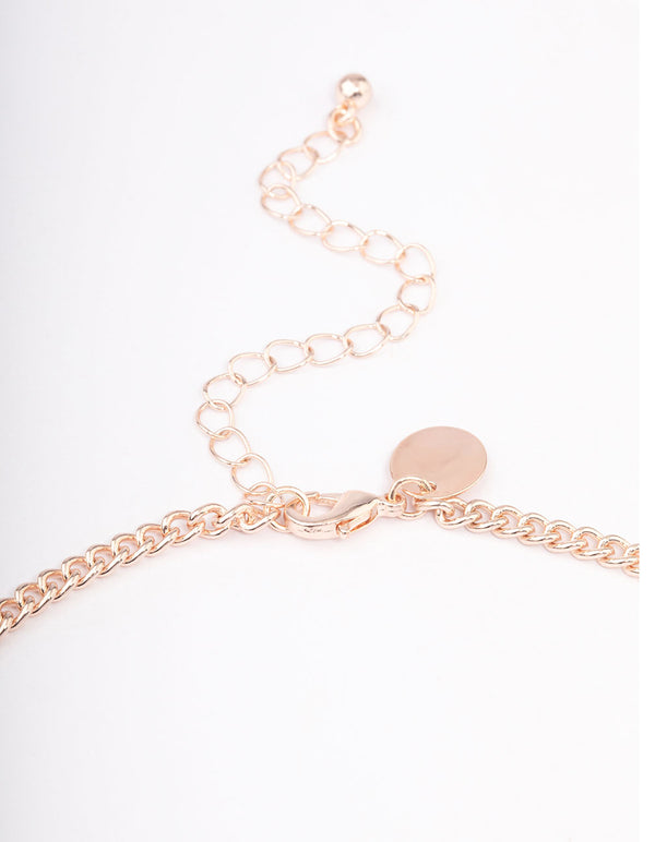 Rose Gold Marquise Mixed Double Row Necklace
