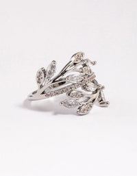 Silver Leafy Vine Cubic Zirconia Ring - link has visual effect only