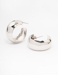 Silver Medium Smooth Hoop Earrings - link has visual effect only
